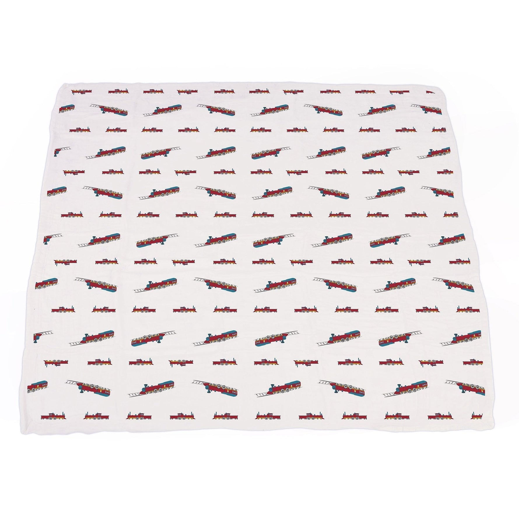 Newcastle Classics Vintage Steam Trains Bamboo Muslin Blanket with Blue Stripe for Cozy Infants - Baby & Toddler > Swaddling & Receiving Blankets > Receiving Blankets Bamboo Newcastle Blanket