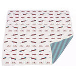 Newcastle Classics Vintage Steam Trains Bamboo Muslin Blanket with Blue Stripe for Cozy Infants - Baby & Toddler > Swaddling & Receiving Blankets > Receiving Blankets Bamboo Newcastle Blanket
