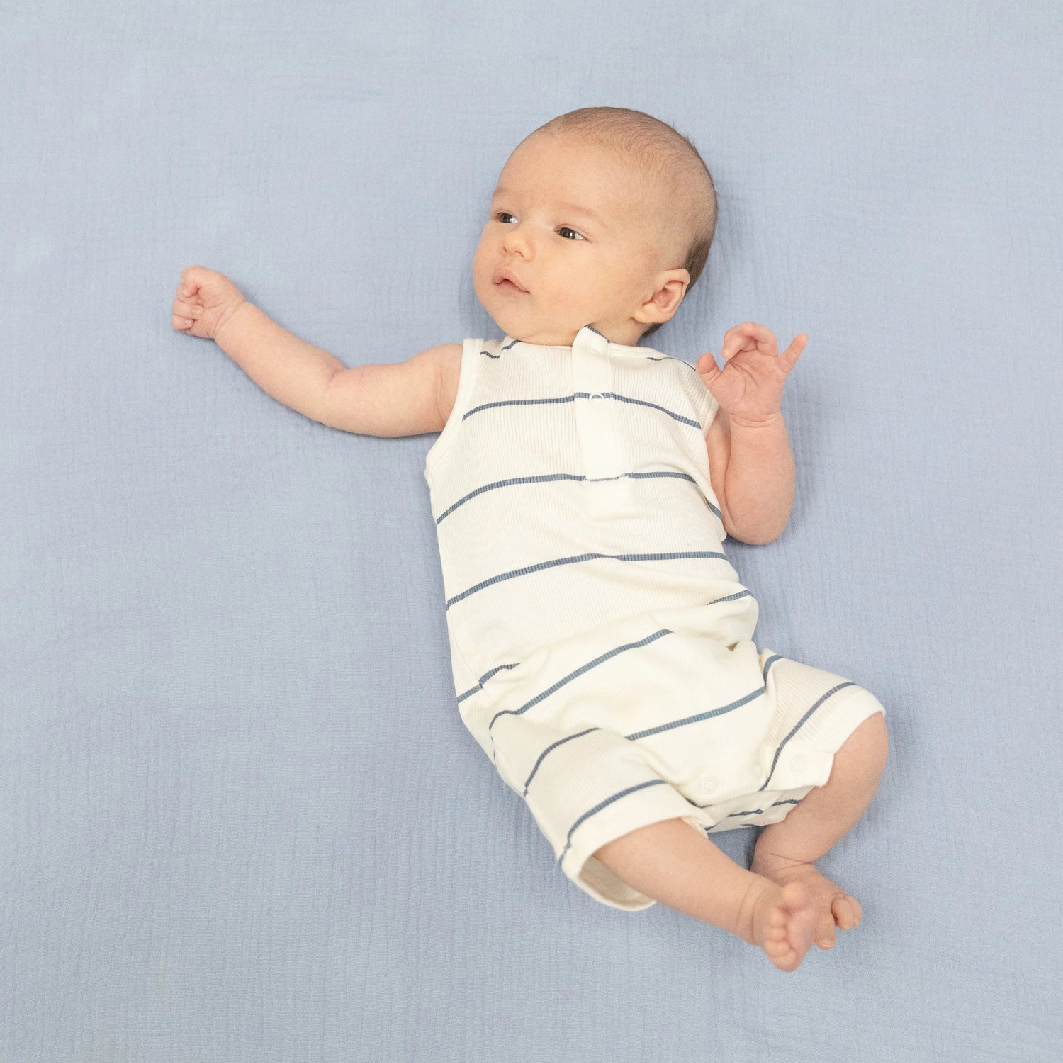 Angel Dear Vintage Stripe - Henley Shortie Romper - 