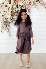 Mila & Rose ® Vintage Violet 3/4 Sleeve Pocket Twirl Dress - 
