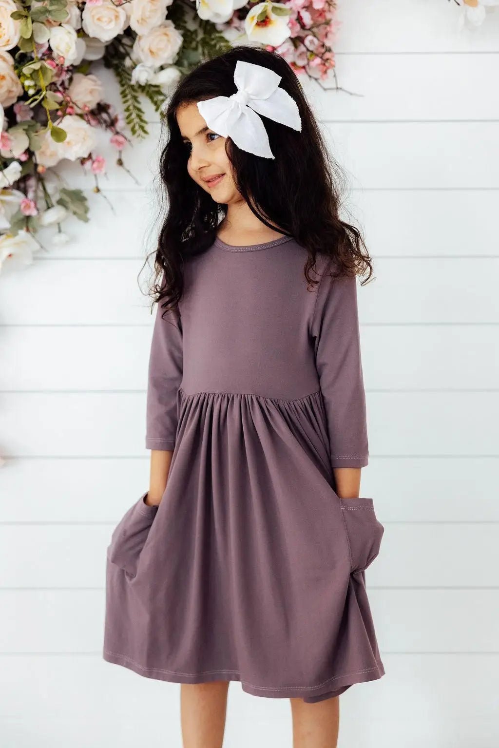 Mila & Rose ® Vintage Violet 3/4 Sleeve Pocket Twirl Dress - 