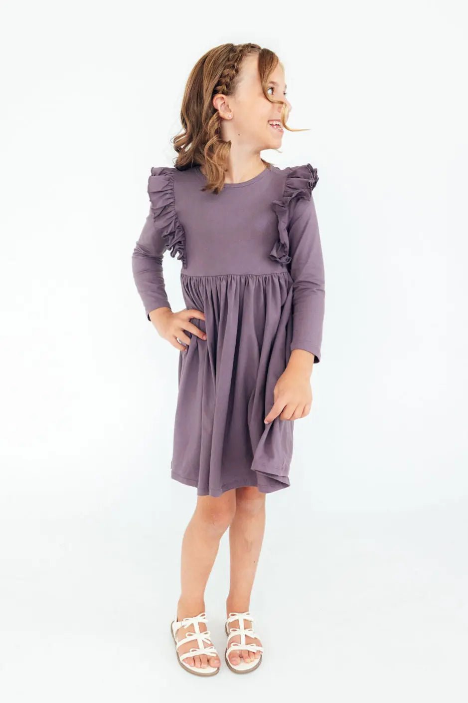 Mila & Rose ® Vintage Violet L/S Ruffle Twirl Dress - 