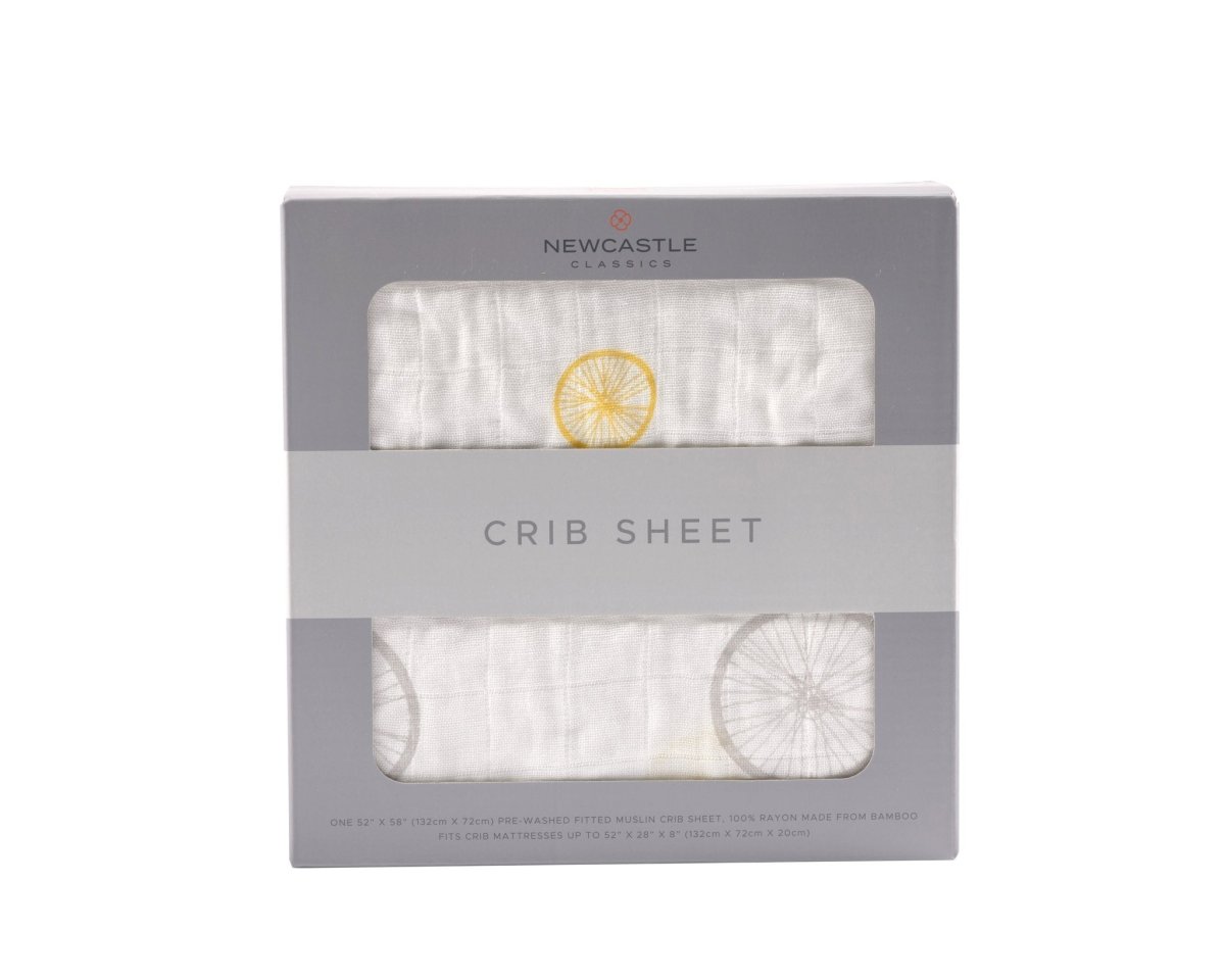 Newcastle Classics Vintage Wheel Bamboo Muslin Crib Sheet with Soft Breathable Fabric for Infants - 