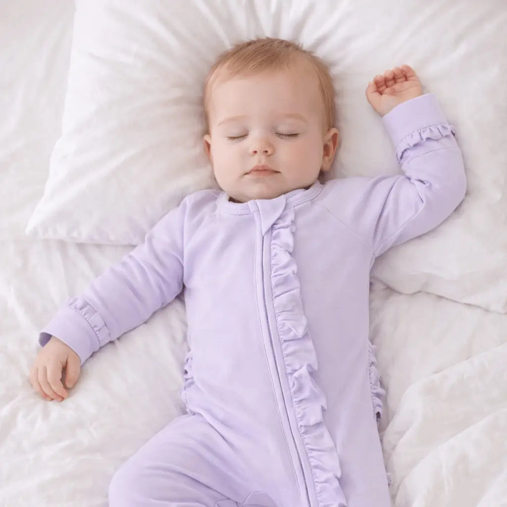 Sweet Bamboo Violets Are Violet Ruffle Footie - 