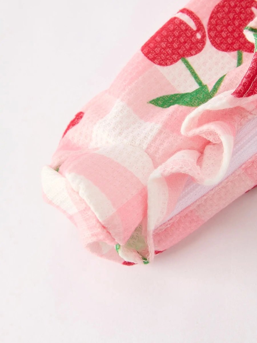 Rylee Faith Designs Waffle Cherry Plaid Girls Romper - Everetts Place Boutique - 