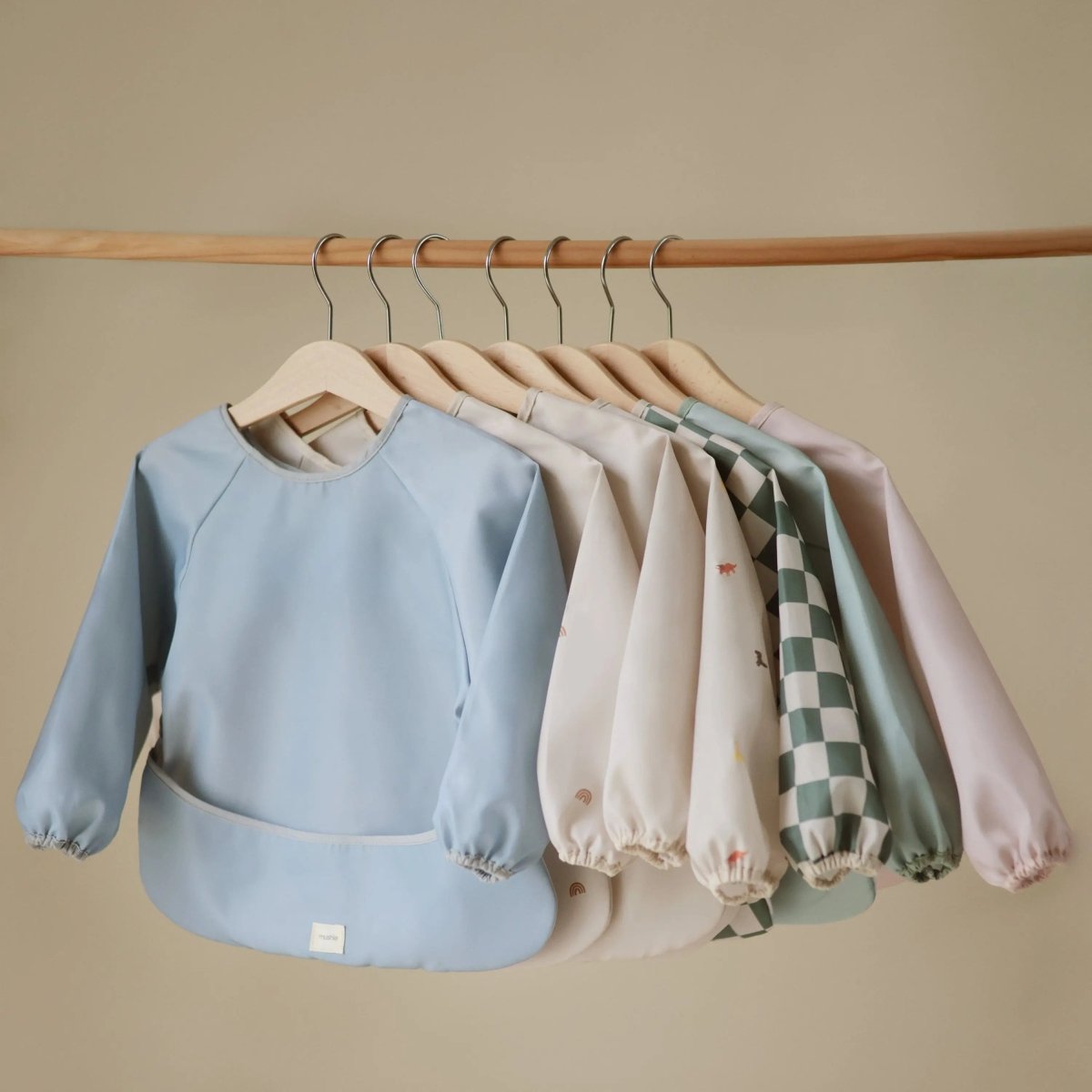 Mushie Water Resistant Long Sleeve Bib for Kids with Wide Pocket and Velcro Closure - Everetts Place Boutique - 