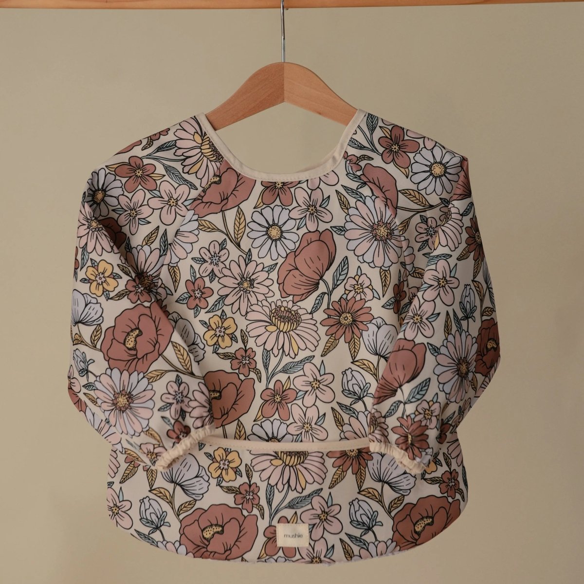 Mushie Water Resistant Long Sleeve Bib for Kids with Wide Pocket and Velcro Closure - Everetts Place Boutique - 