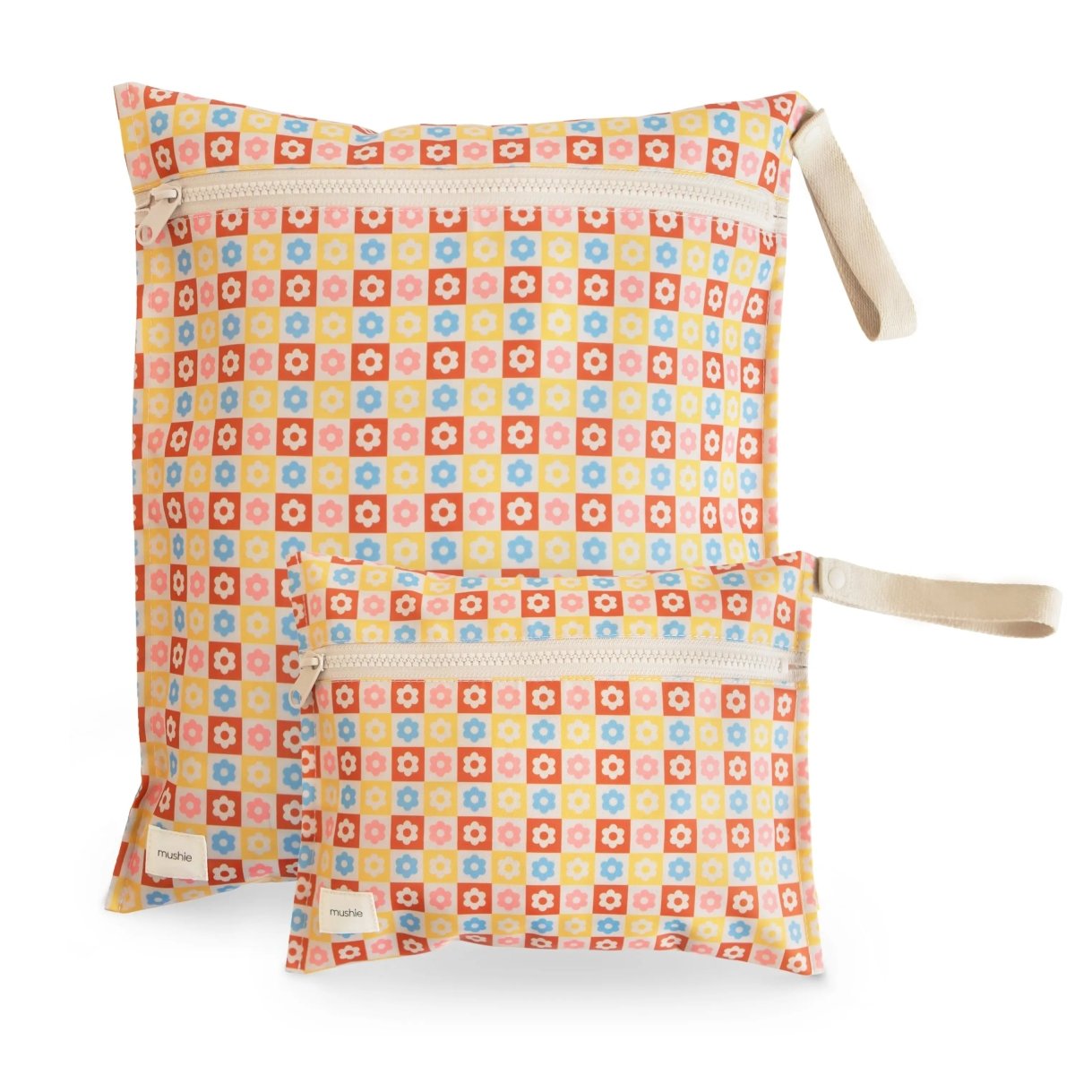 Mushie Water Resistant Wet Bag for Swimsuits and Dirty Clothes with Zipper Closure and Machine Washable Material -