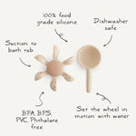 Mushie Water Wheel Bath Toy for Kids Interactive Bath Time Fun - 