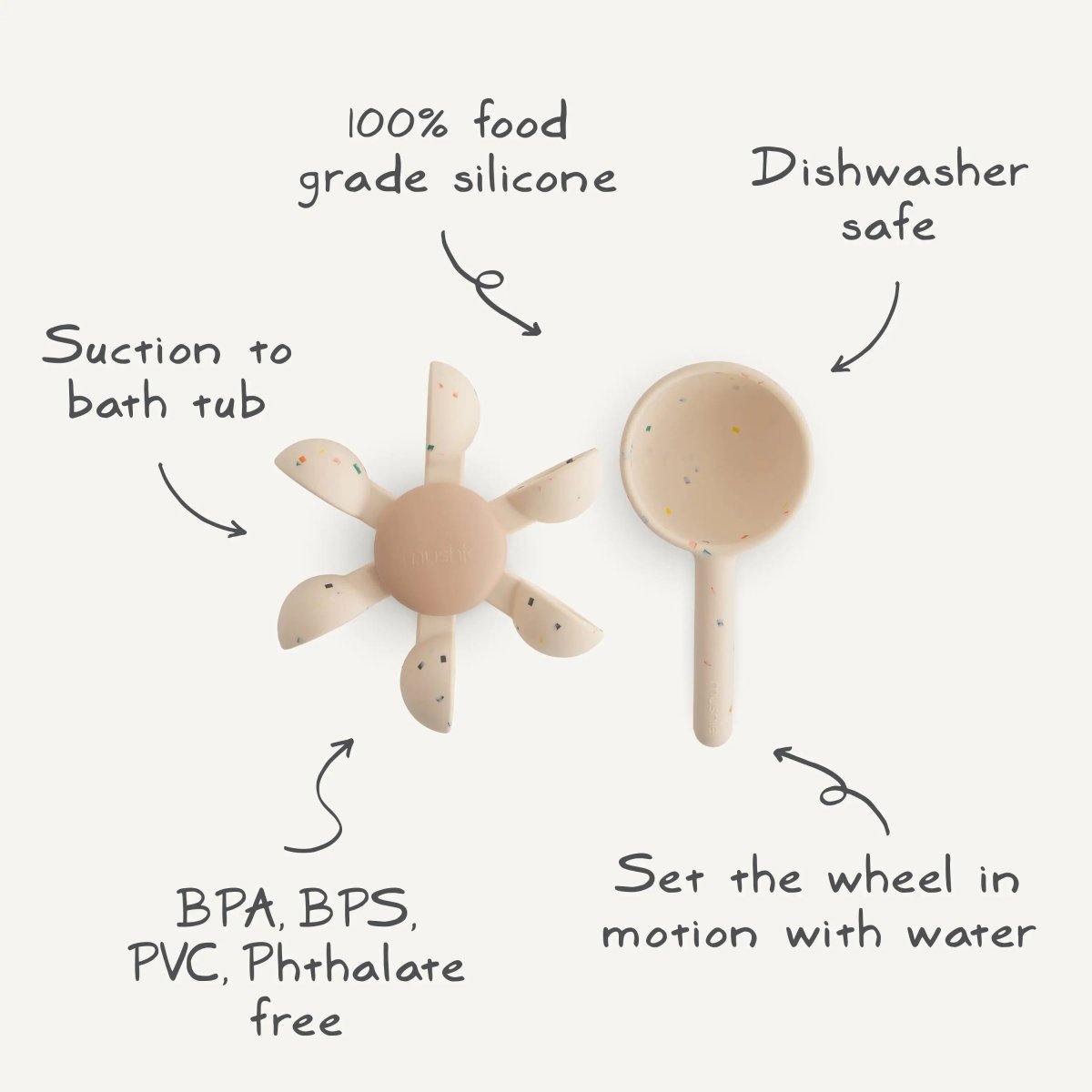 Mushie Water Wheel Bath Toy for Kids Interactive Bath Time Fun - 