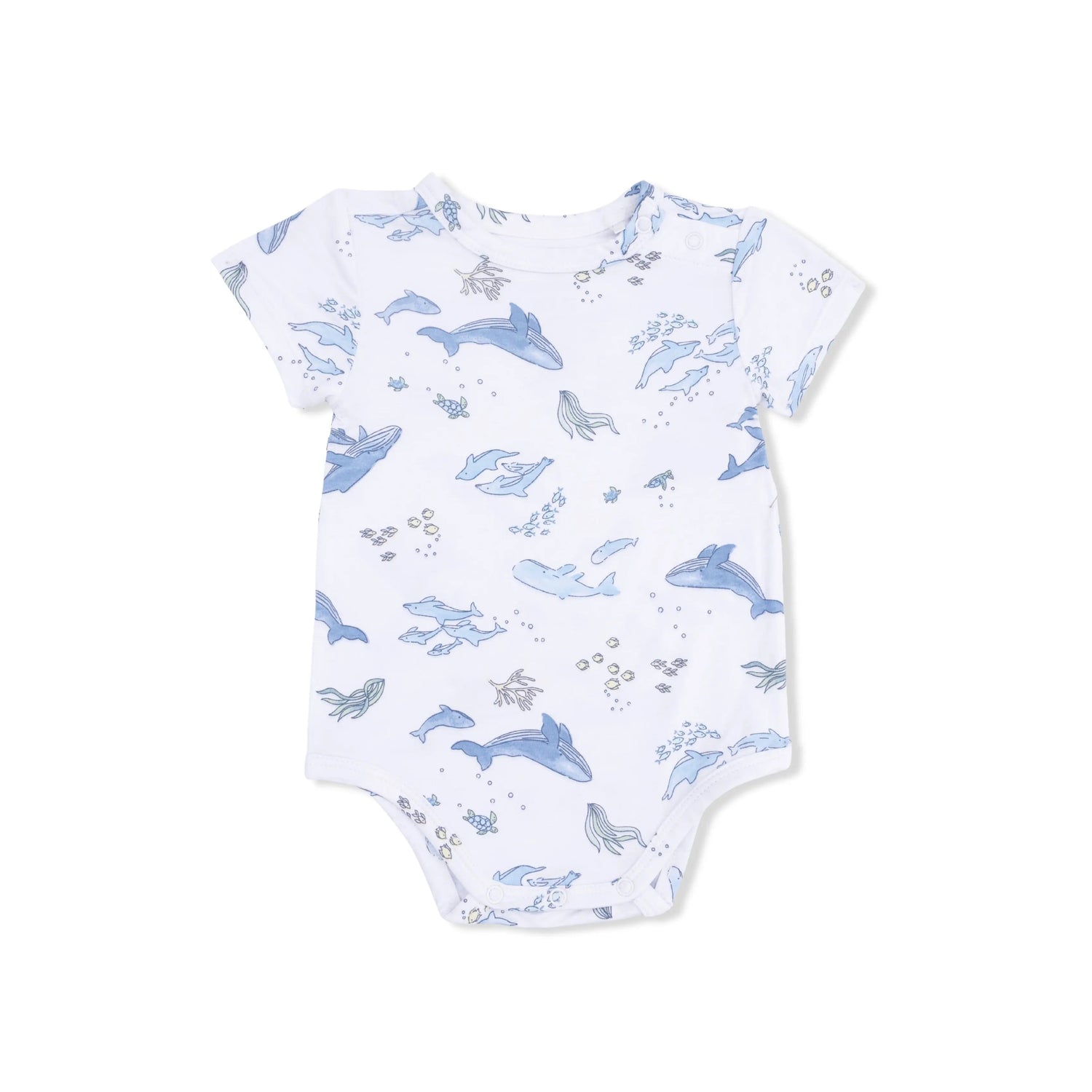Angel Dear Watercolor Blue Whales - Short Sleeve Bodysuit - 