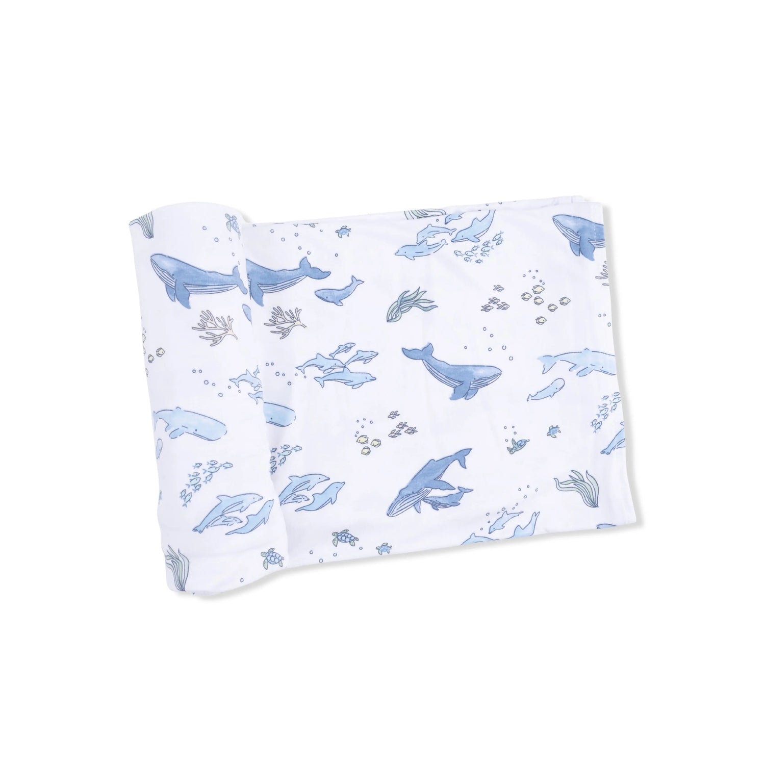 Angel Dear Watercolor Blue Whales - Swaddle Blanket - 