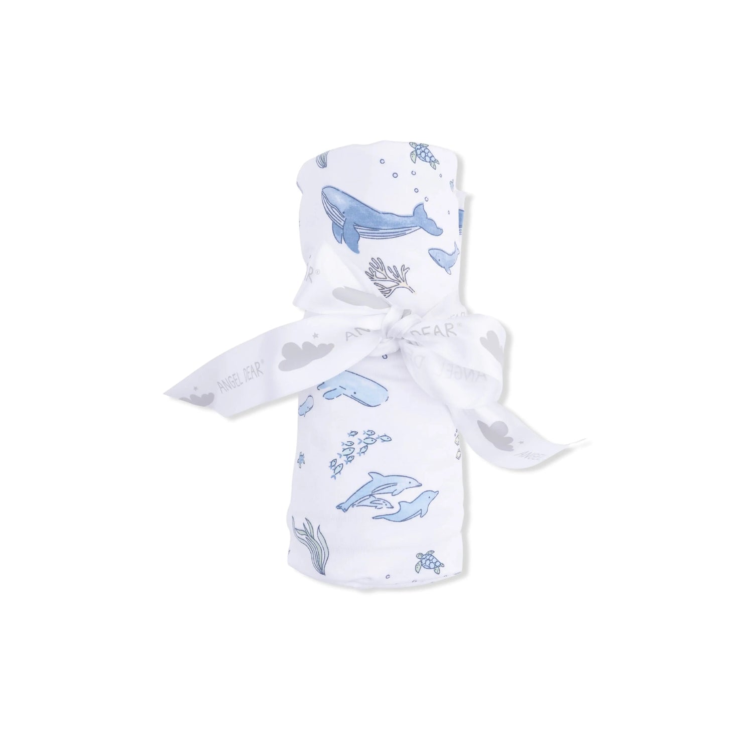 Angel Dear Watercolor Blue Whales - Swaddle Blanket - 