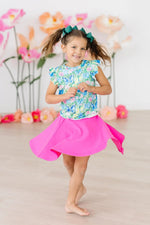 Mila & Rose ® Watercolor Butterflies S/S Ruffle Tee - 