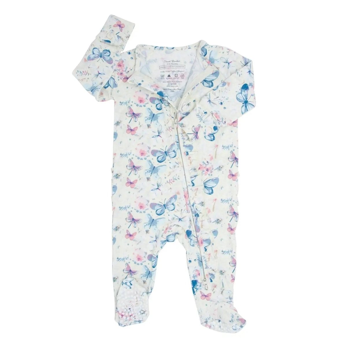 Sweet Bamboo Watercolor Butterfly Baby Footie with 2 Way Zipper for Stylish Infants - 