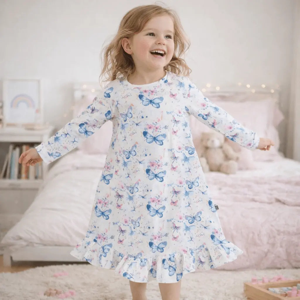 Sweet Bamboo Watercolor Butterfly Boho Dress - 