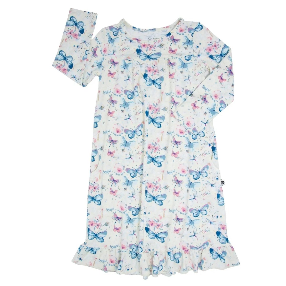 Sweet Bamboo Watercolor Butterfly Boho Dress with Ruffles for Stylish Girls - 
