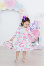 Mila & Rose ® Watercolor Hearts 3/4 Sleeve Pocket Twirl Dress - 