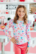 Mila & Rose ® Watercolor Kisses L/S Ruffle Tee - 