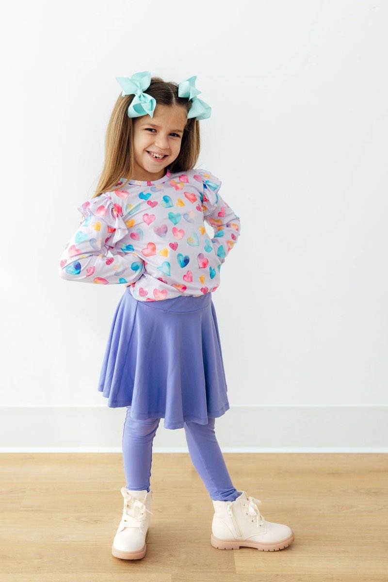 Mila & Rose ® Watercolor Kisses L/S Ruffle Tee - 