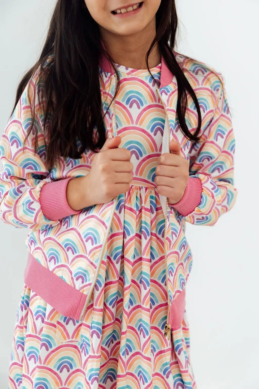 Watercolor Rainbows Satin Jacket - Sleeve, Textile, Pink, Baby & Toddler Clothing, Child | Everetts Place
