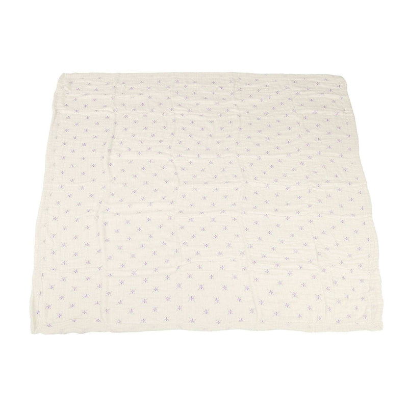 Watercolor Star and White Newcastle Blanket made of 100% natural bamboo muslin, 47x47 inches.