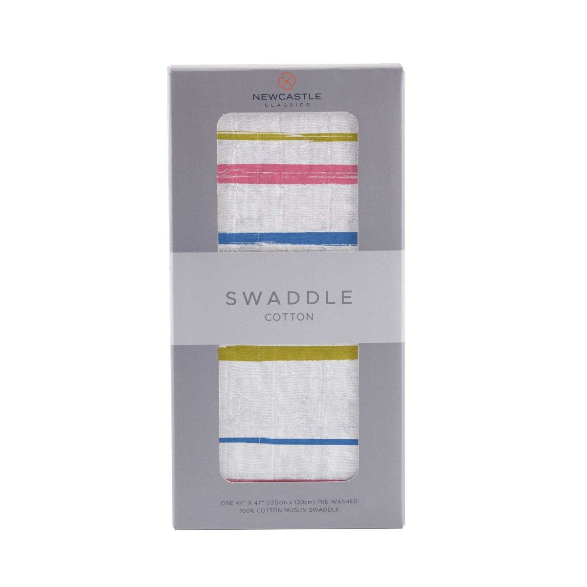 Newcastle Classics Watercolor Stripe Cotton Muslin Swaddle Blanket for Newborn Babies - 