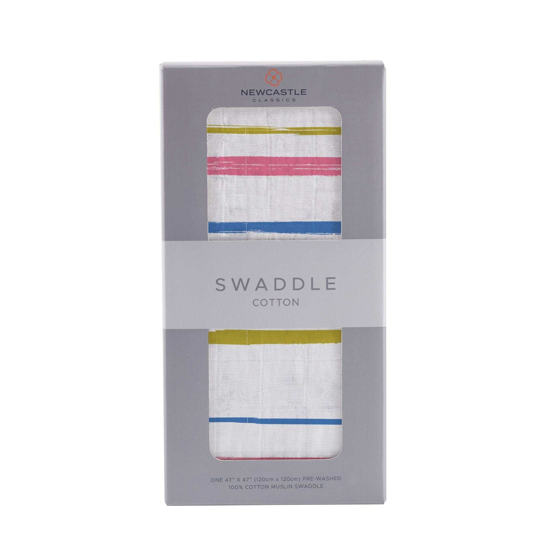 Watercolor Stripe Cotton Muslin Swaddle Blanket for Babies Newcastle Classics