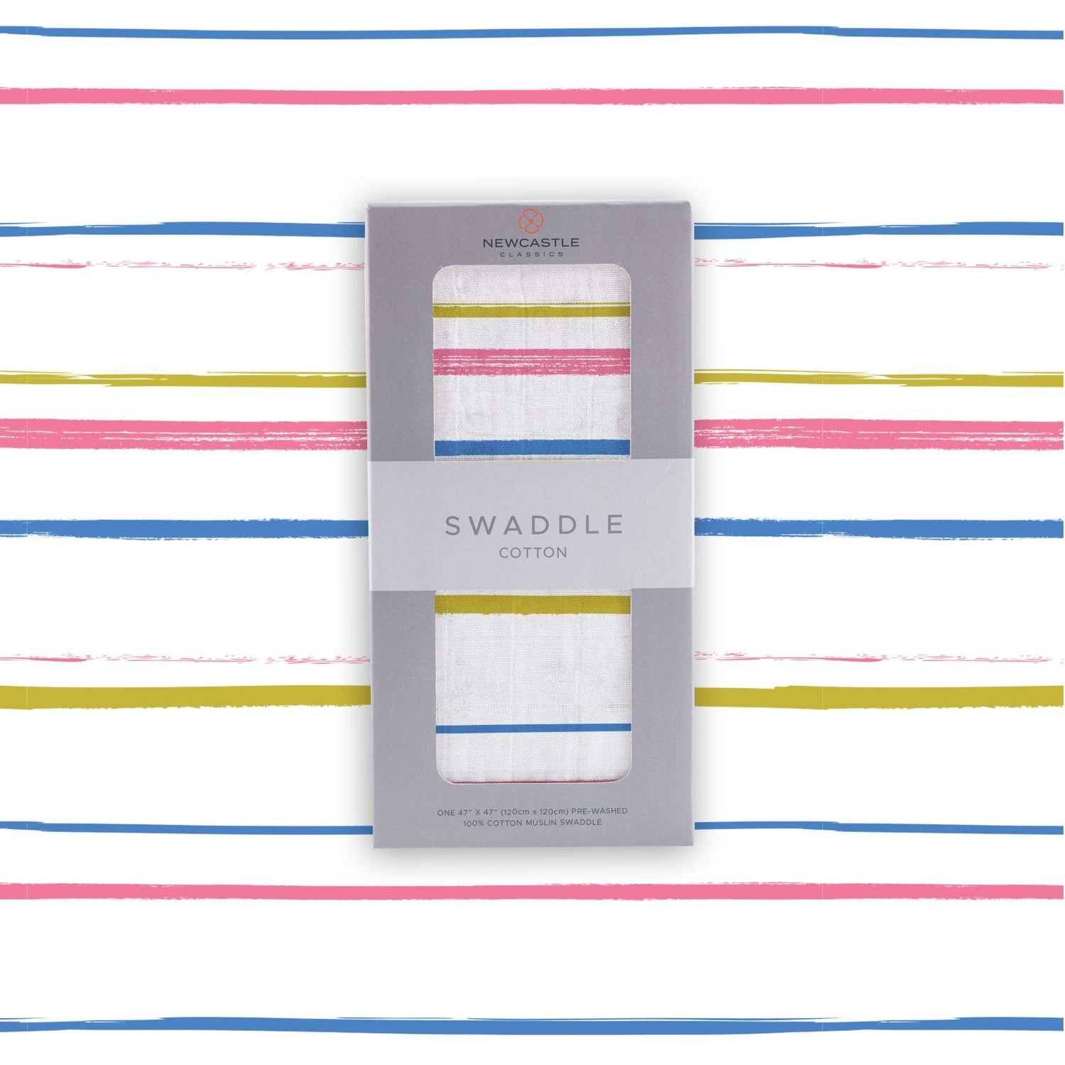 Newcastle Classics Watercolor Stripe Cotton Muslin Swaddle Blanket for Newborn Babies - Baby & Toddler > Swaddling & Receiving Blankets Cotton Swaddle
