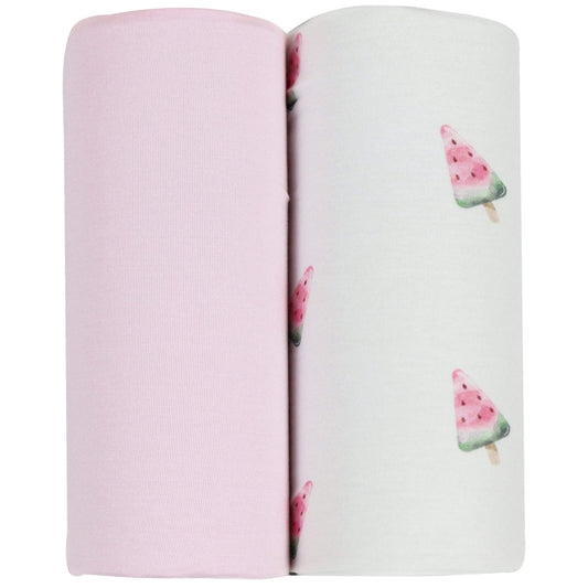 Watermelon Popsicle Swaddle Blanket and Pink 2 Pack.