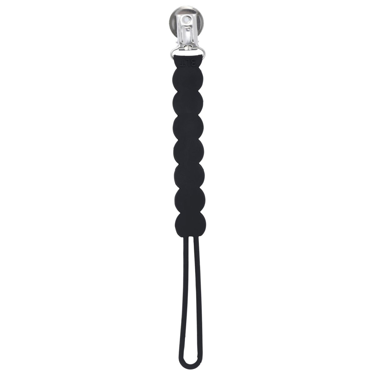 Three Little Tots Waverly Black All Silicone One Piece Pacifier Clip - 
