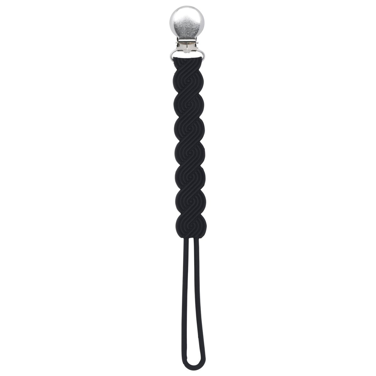Three Little Tots Waverly Black All Silicone One Piece Pacifier Clip - 