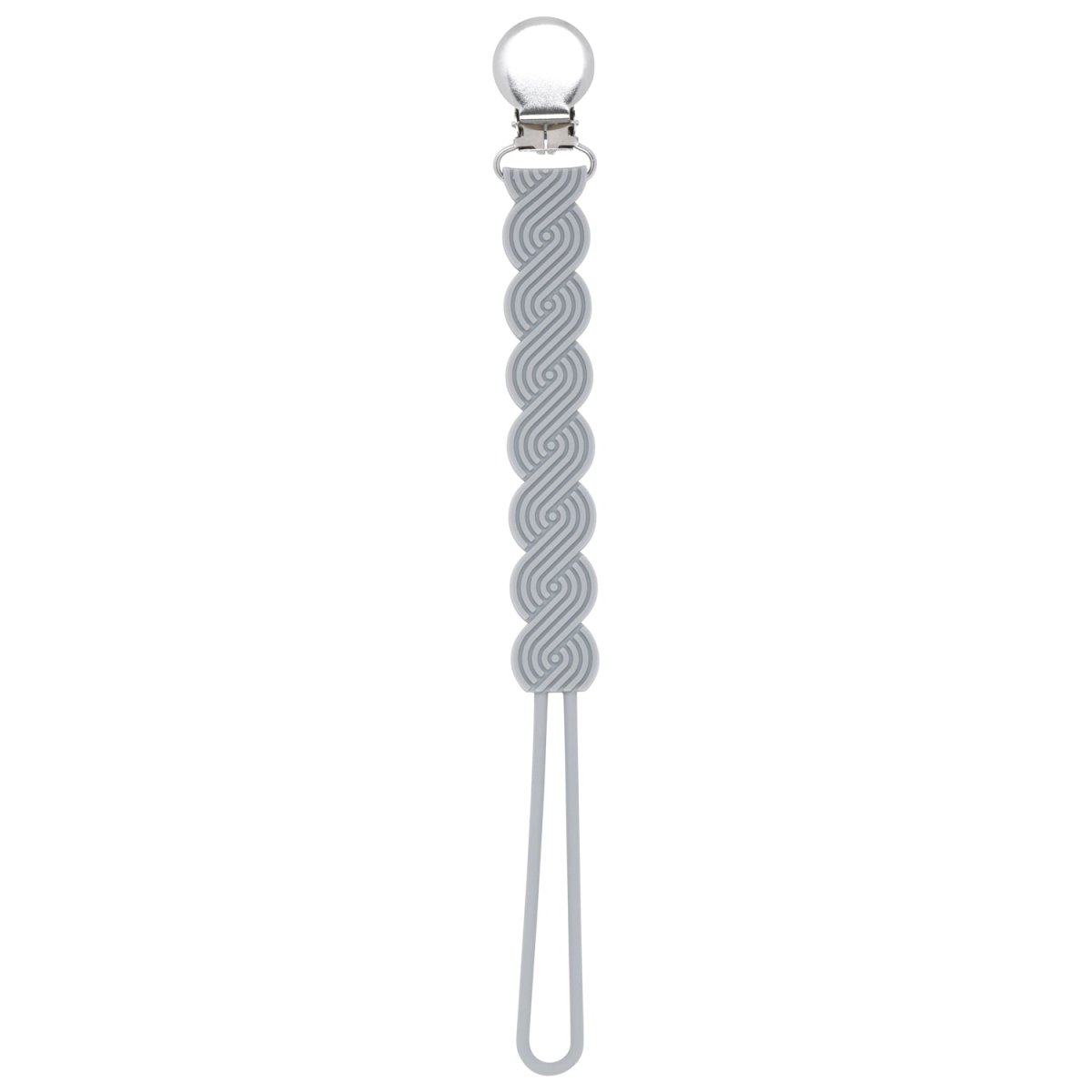 Three Little Tots Waverly Gray All Silicone One Piece Pacifier Clip - 