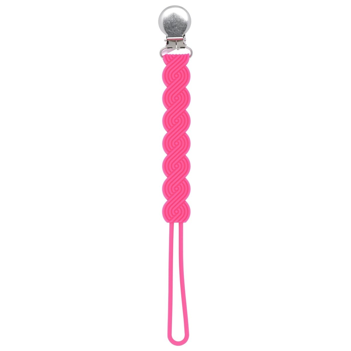 Three Little Tots Waverly Hot Pink All Silicone One Piece Pacifier Clip - 