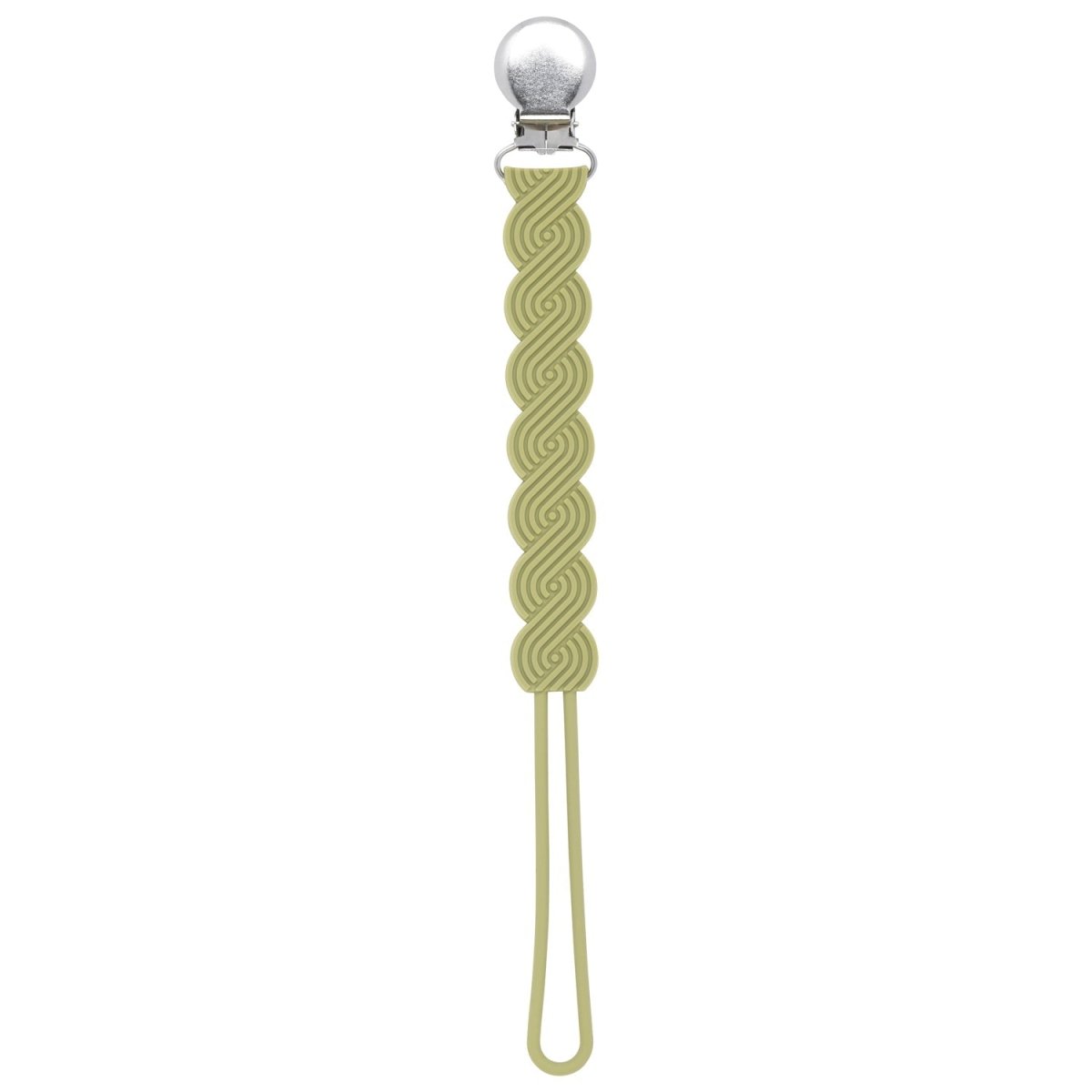 Three Little Tots Waverly Olive Green All Silicone One Piece Pacifier Clip - 