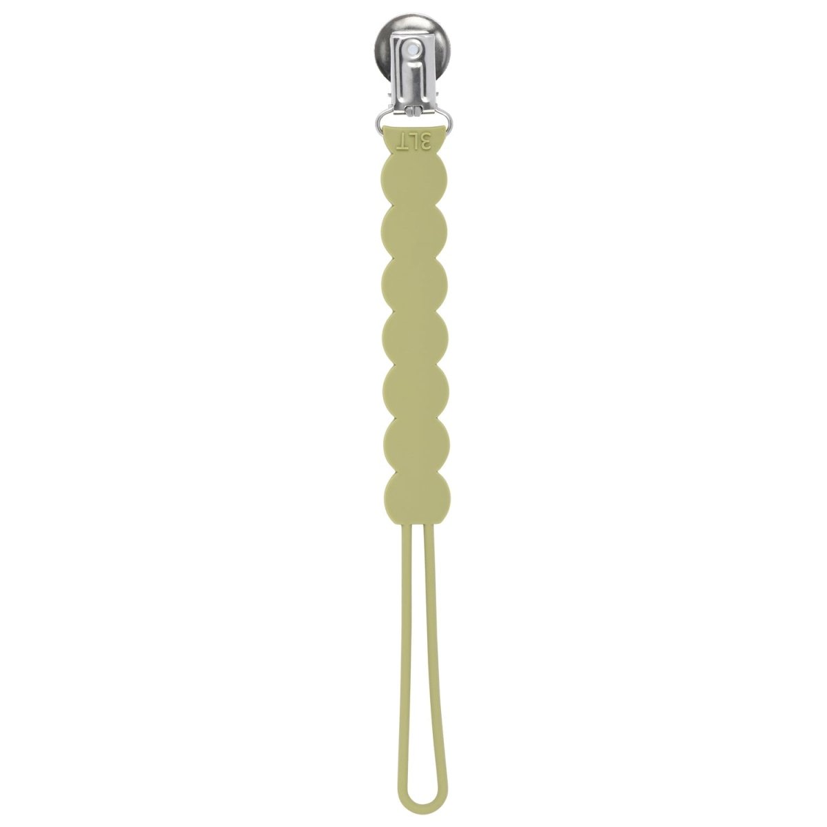 Three Little Tots Waverly Olive Green All Silicone One Piece Pacifier Clip - 