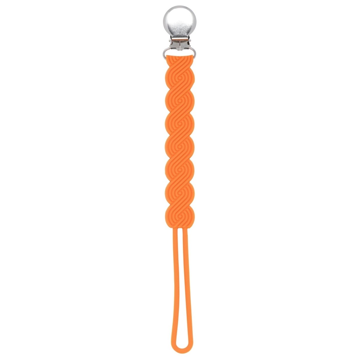 Three Little Tots Waverly Orange All Silicone One Piece Pacifier Clip - 