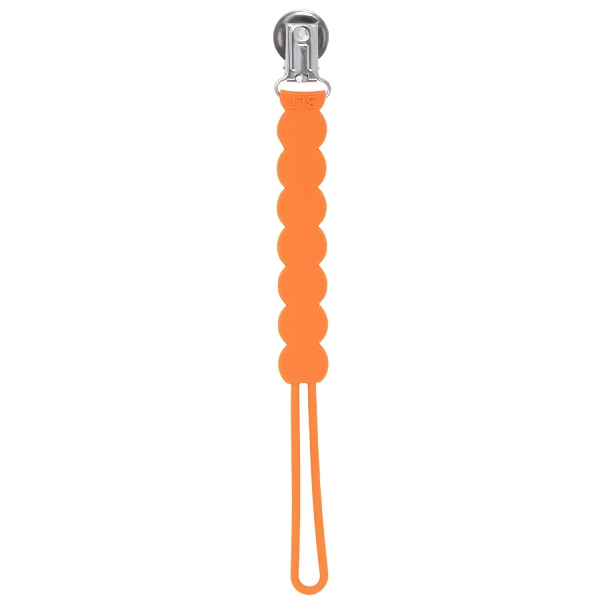 Three Little Tots Waverly Orange All Silicone One Piece Pacifier Clip - 