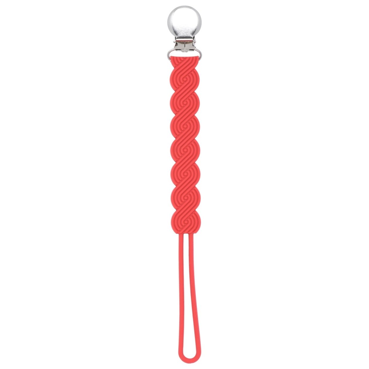 Three Little Tots Waverly Red All Silicone One Piece Pacifier Clip - 