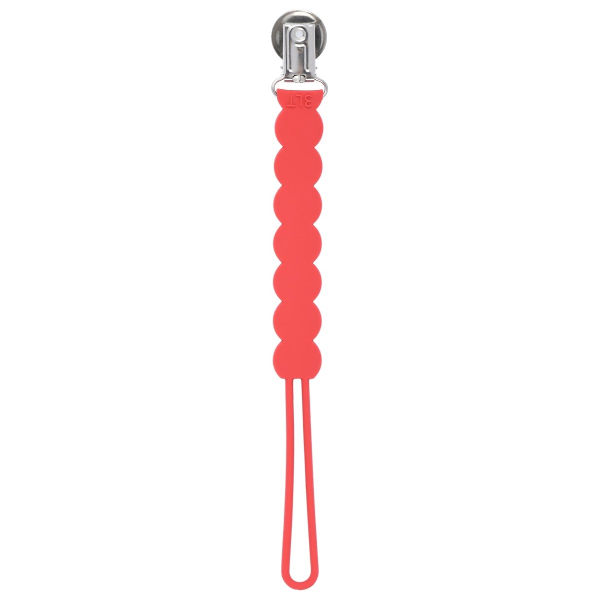 Three Little Tots Waverly Red All Silicone One Piece Pacifier Clip - 