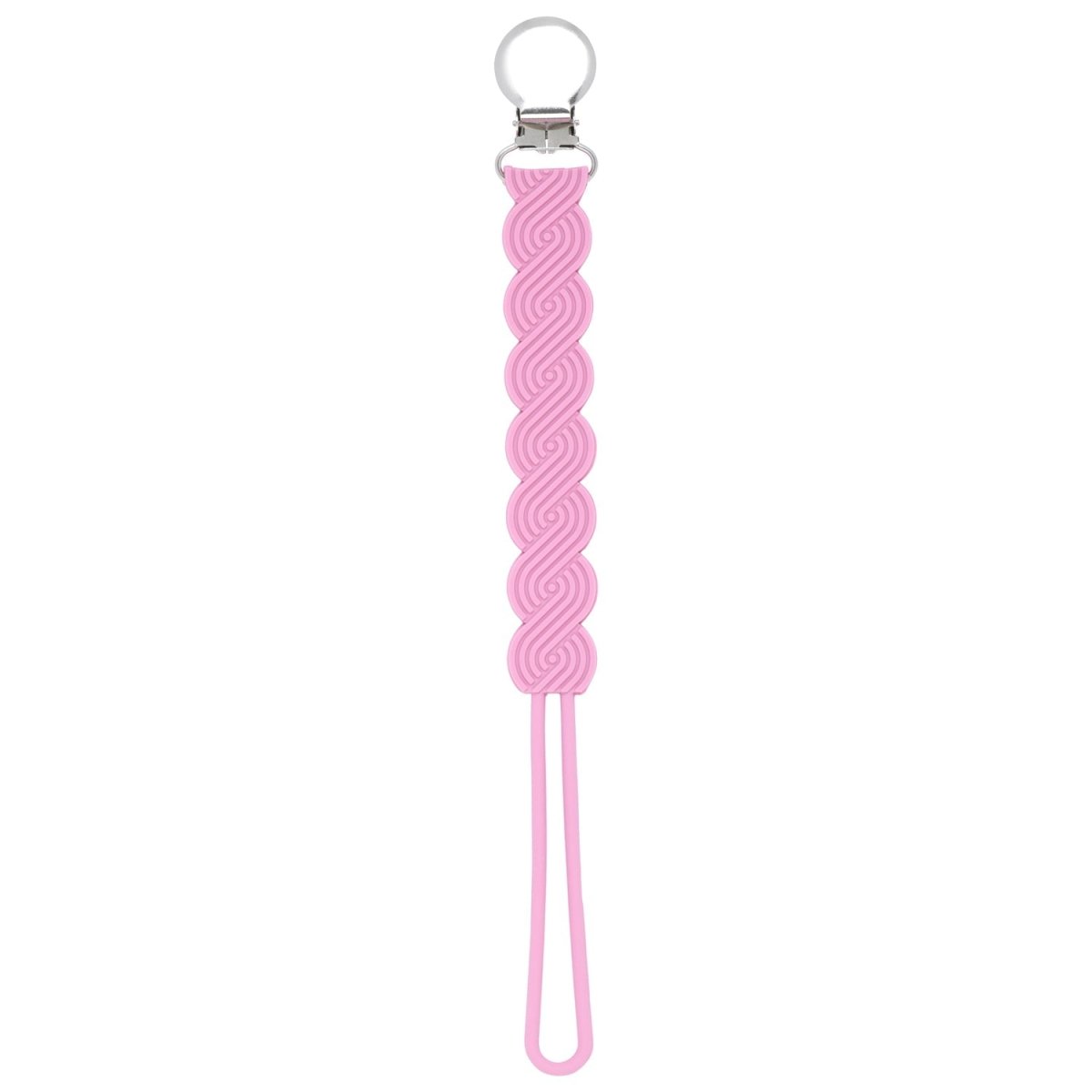 Three Little Tots Waverly Rose Pink All Silicone One Piece Pacifier Clip - 