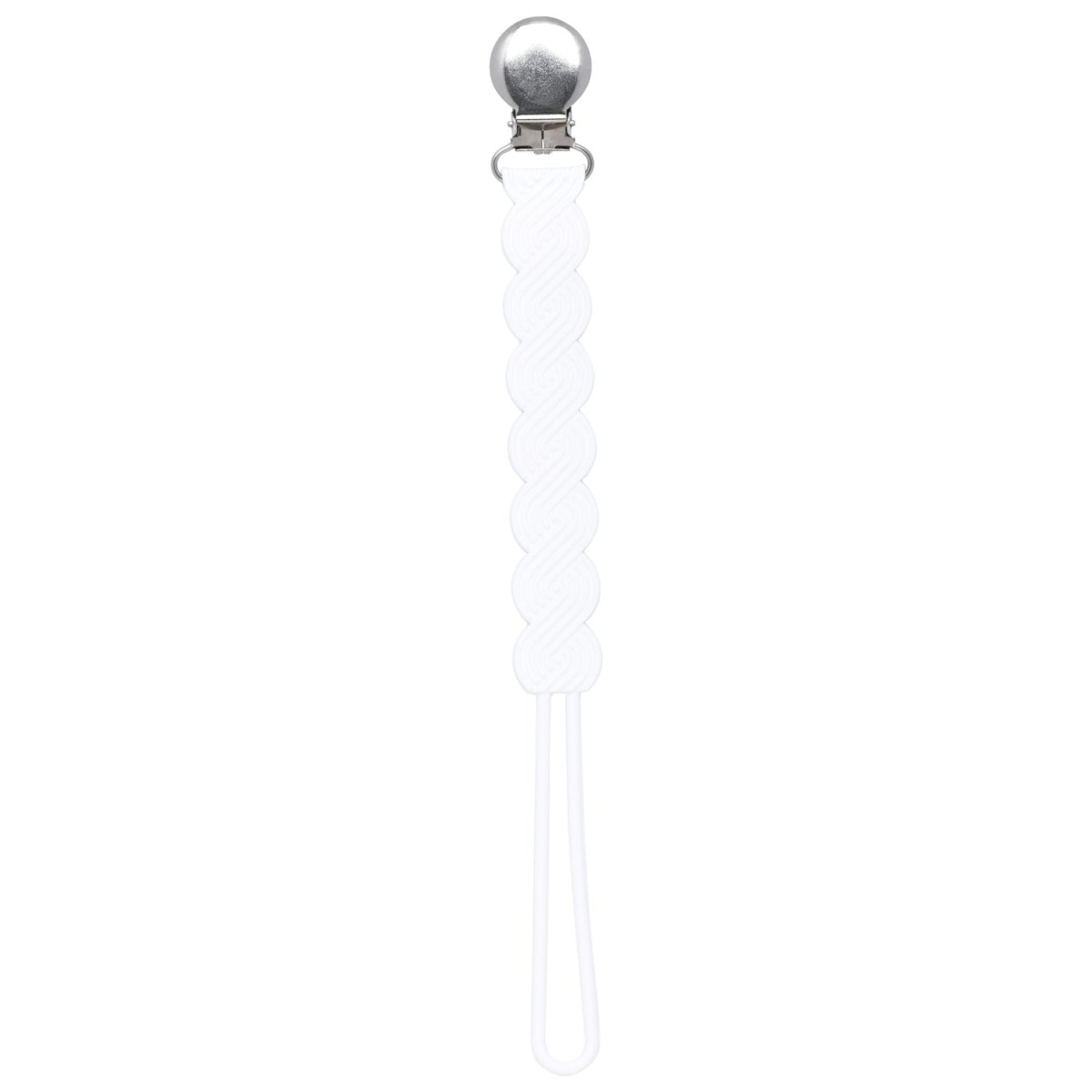 Three Little Tots Waverly White All Silicone One Piece Pacifier Clip - 