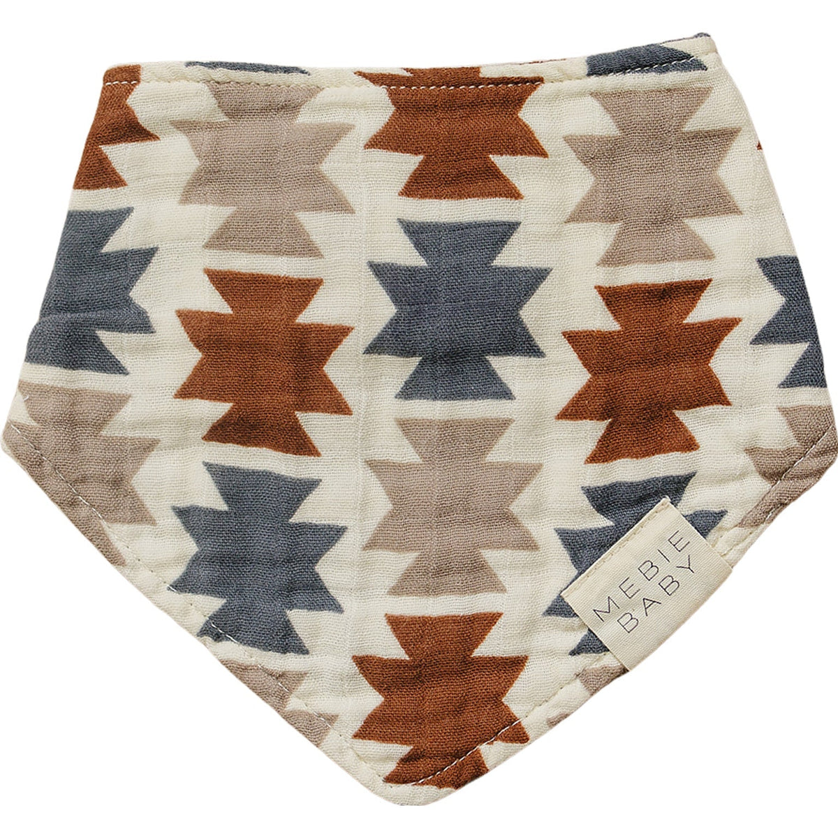 Mebie Baby Western Aztec Muslin Baby Bib With Adjustable Snaps And Mountain Print - 
