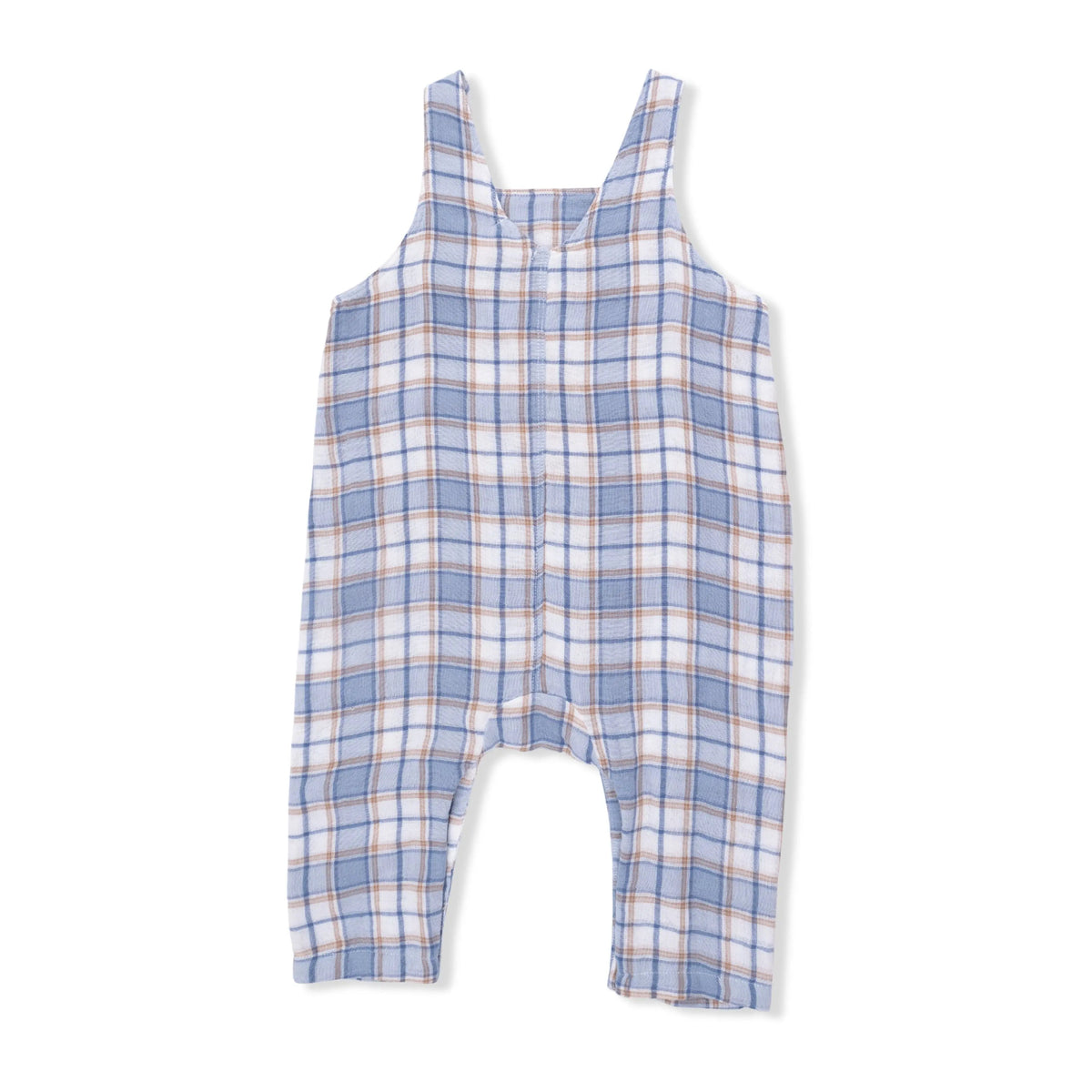Angel Dear Western Boot Plaid - Crew Neck Tee with Overalls - 