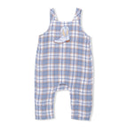Angel Dear Western Boot Plaid - Crew Neck Tee with Overalls - 
