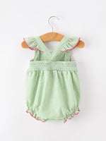 Rylee Faith Designs Western Boots Cactus Girls Romper Stripe Ruffle Strap
