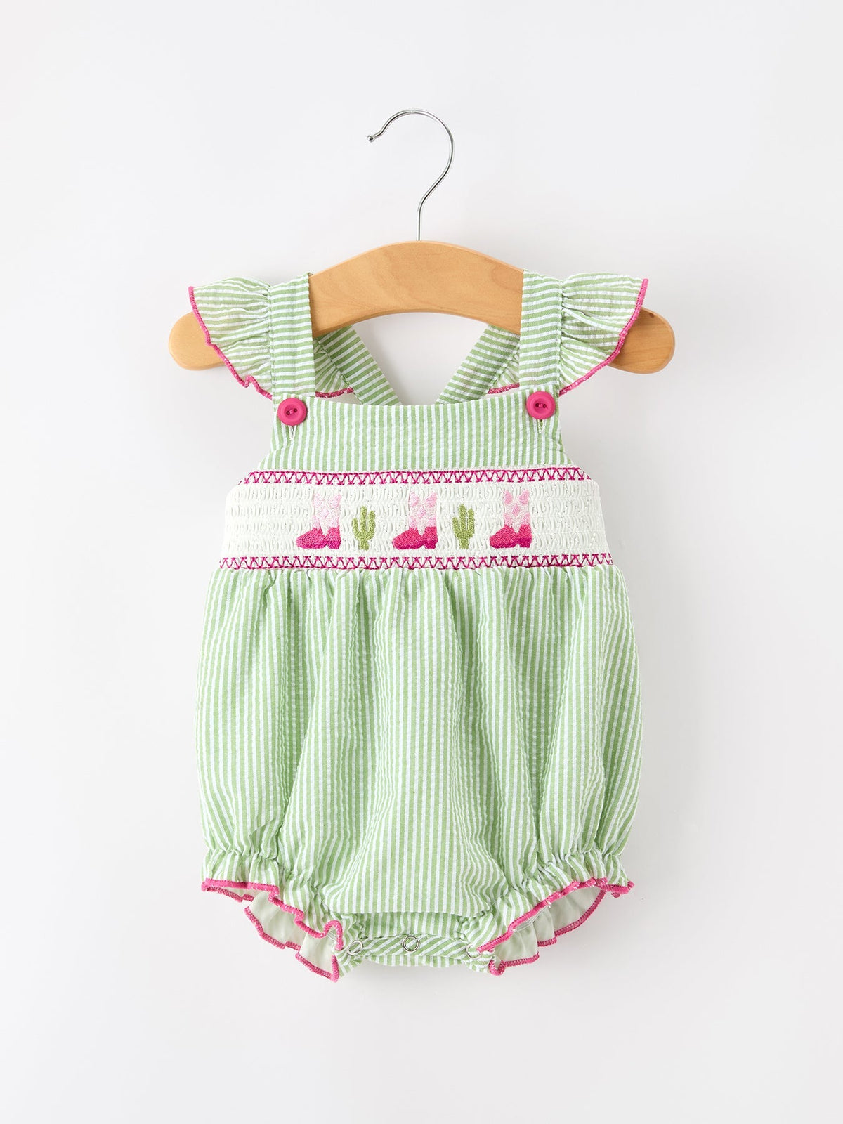 Western Boots Cactus Girls Romper Stripe Ruffle Strap - Baby & Toddler Clothing, Pink, One-piece garment, Overall, Pattern | Everetts Place