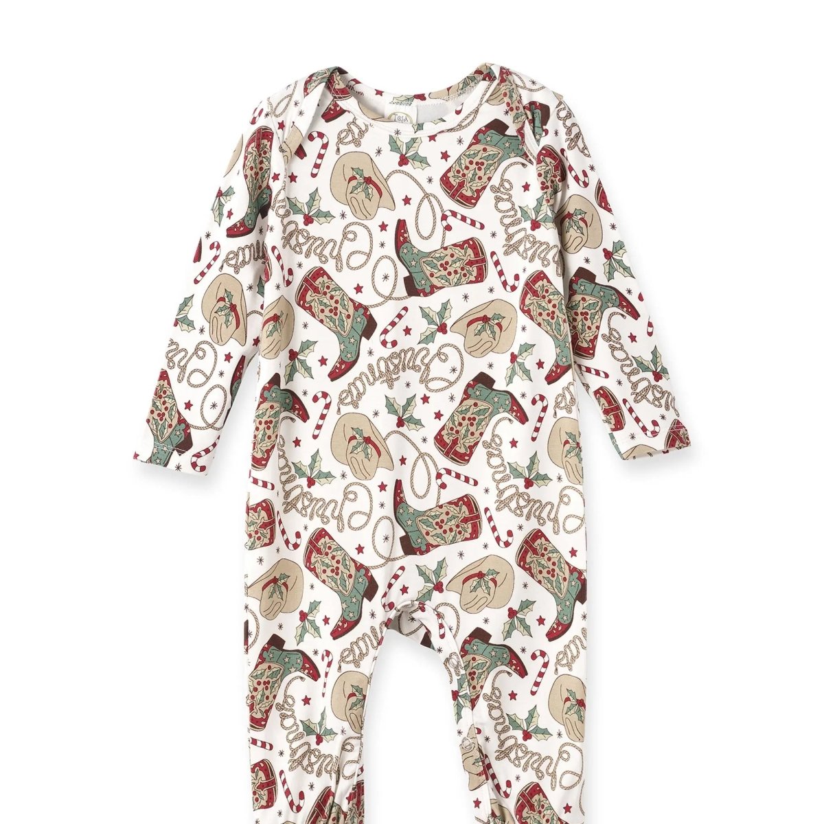 Tesa Babe Western Christmas Baby Bamboo Romper Cowboy Holiday Style - Everetts Place Boutique - 