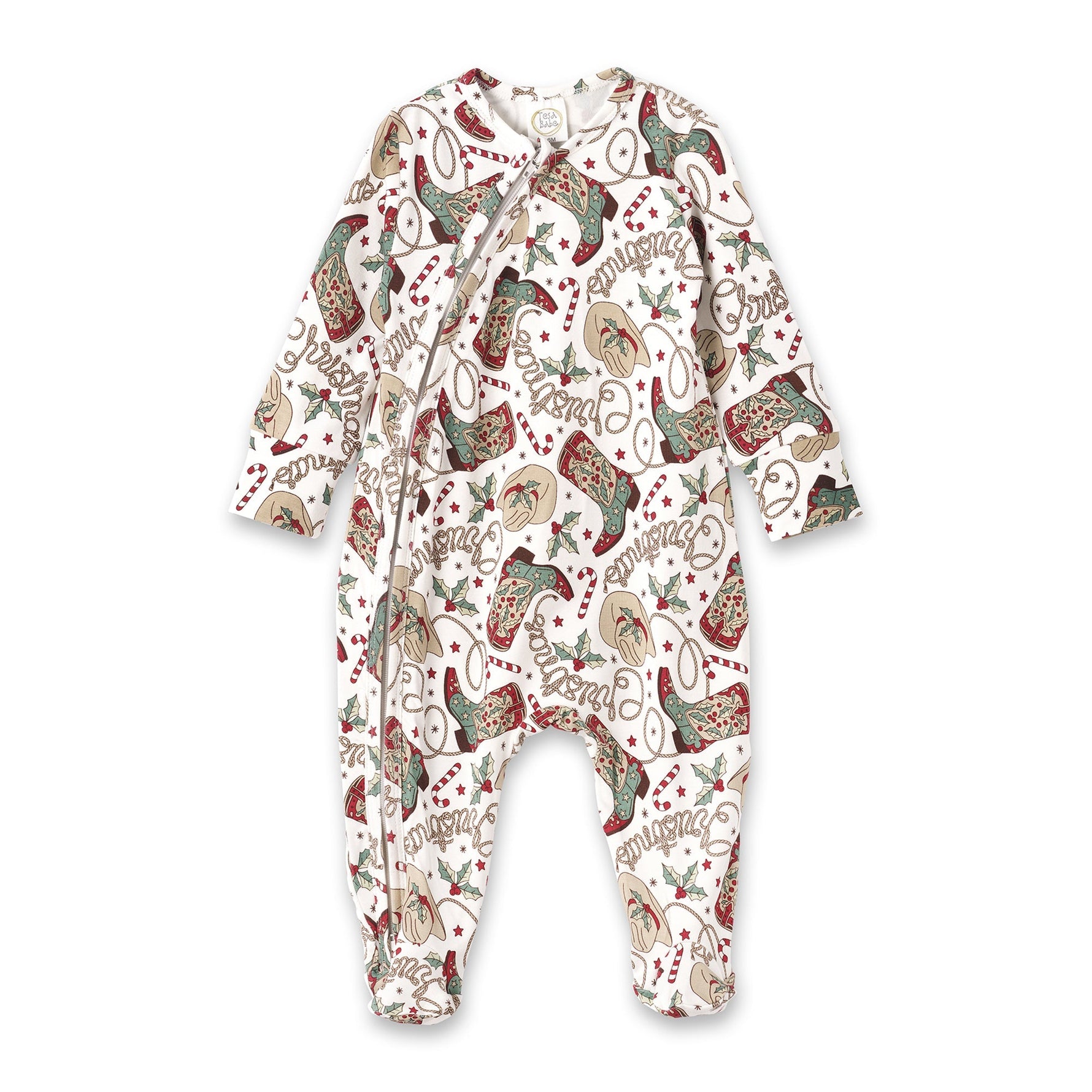Tesa Babe Western Christmas Baby Bamboo Zipper Romper - Cowboy HolidayEveretts Place