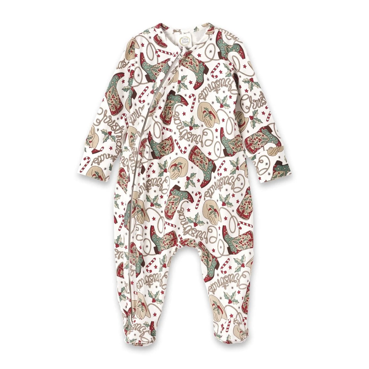 Tesa Babe Western Christmas Baby Bamboo Zipper Romper Cowboy Holiday - Everetts Place Boutique - 
